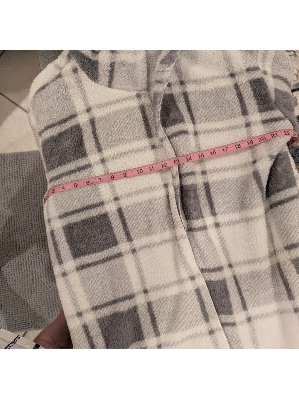 Plaid Open Front Long Cardigan Coat with Hoodie Large NWOT - Picture 4 of 5